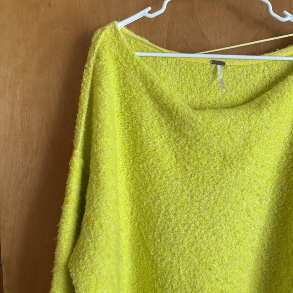 Free People Small Citron Yellow Moira Slouchy Tunic Sweater Wool‎ Blend Relaxed - Picture 2 of 10
